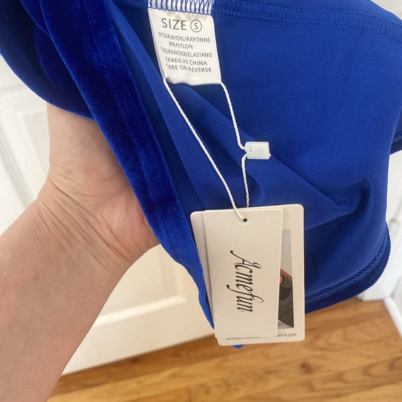 Brand new never worn velvet high neck long sleeve dress - Blue - Size Small - Picture 4 of 4